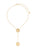 HSU Flowing Sterling Silver Gold-Plated Pearl Flowing Pattern double circle pendant necklace