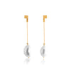 (A) HSU sterling silver gold plated chain pearl drop earring (DC4)
